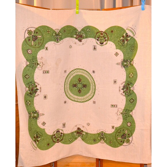Vintage Tablecloth Party Folk Art Campy - Picture 1 of 7